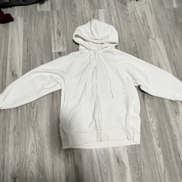 TNA Cozy Fleece Boyfriend Zip Hoodie white - Picture 1 of 3